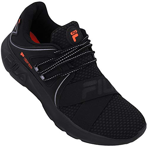 Tênis Springy, Fila, Masculino, Preto/Prata/Laranja Flúor, 39