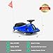 360 Degrees Rotating Ride On Drift Car, 24V Electric Drifting Go Kart for Kids W/24V Brushless Motor，Replacement Wheels, 3-7.5mph Speed, Flashing Lights, Flag, Music,Bluetooth,Blue