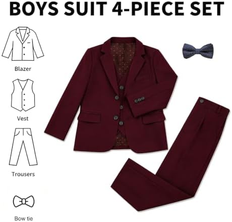 Boys Suits 4 Piece Toddler Tuxedo Suit Set for Kids Dress Outfit — 사진 2