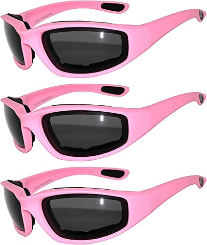 Image of OWL 3 Pack Motorcycle Riding Glasses, Padded Sport Sunglasses, Assorted Colors for Men and Women