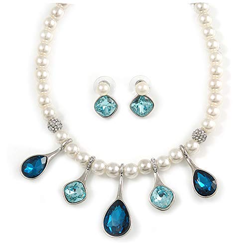 Juego de collar regulable de 42 cm y pendientes para escotes variados