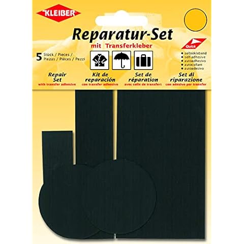 Kleiber 430-09 5-Piece Self Adhesive Nylon Clothing Repair Patch Set, Black Cover