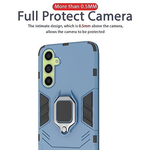 Image of Pikkme Samsung Galaxy A34 5G Back Cover | D5 Tough Armor Bumper | 360 Protection Case | Ring Holder Stand Case for Samsung Galaxy A34 5G (Blue)