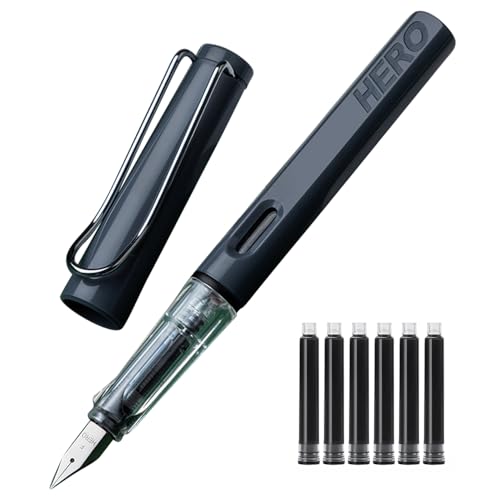 Recopilación de Plumas escribir disponible en línea. 47 Pluma Estilográfica de Punta Media 0,5MM, Plumas Fuente Diseño Clásico con Convertidor, Punta de Iridio, Escritura Suave, Excelente Metal, Pluma Estilográfica Elegante, Regalo...