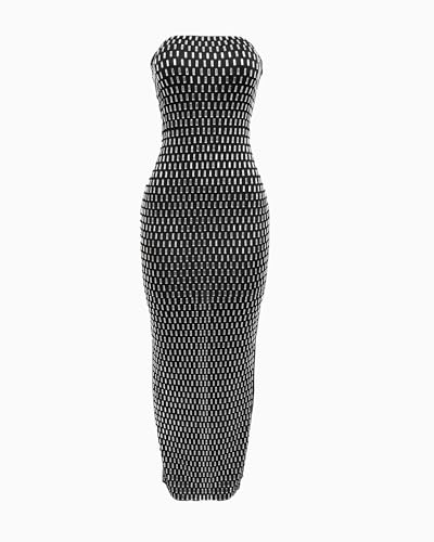 Image of PORRCEY Hot Drilling Craft Sexy Elegant Off Shoulder Party Club Night Evening Dress(6962,Black,XL)
