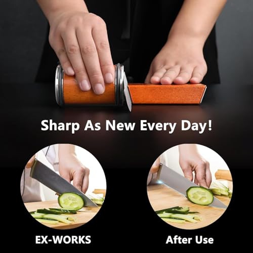 Image of Rolling Knife Sharpener, 15&20 Magnetic Inclination Angles Making Sharpening Easier, Roller Knife Sharpener System for Kitchen Knives