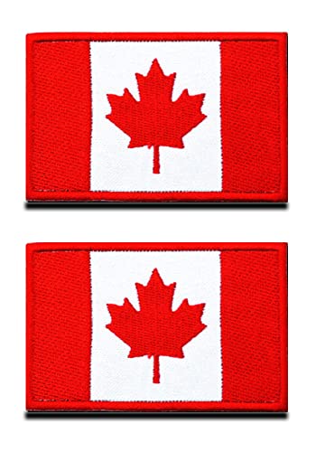2 Pièces Drapeau du Canada Feuille d'érable Canadien Tactique Militaire Emblème National Applique Fermeture Crochet et Boucle pour Chapeau Sac à Dos Vestes...