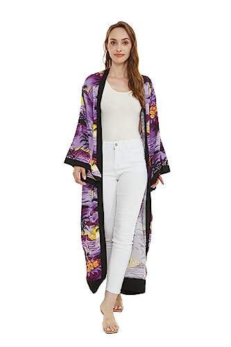 Matchable Couple Hawaiian Luau Shirt or Maxi Kimono in Sunset Purple2