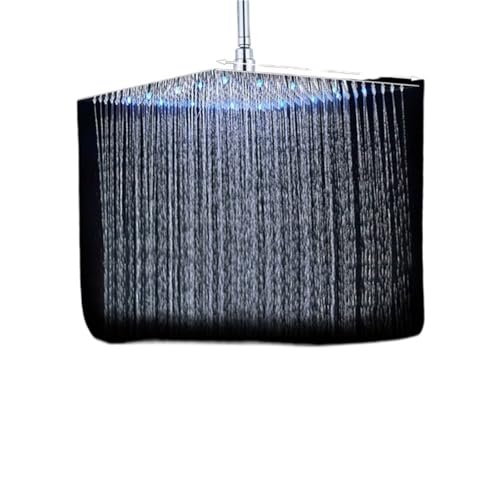 Alcachofa De Ducha Cabezal de ducha baño 16 pulgadas con efecto lluvia grande, accesorio cuadrado latón ultrafino(12 LED Nickel)