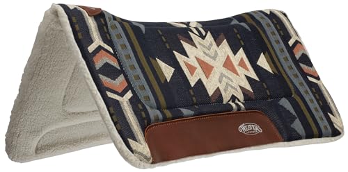 Weaver Equine All Purpose Contoured Horse Saddle Pad Shock Absorbing Protective Western Saddle Pad Durable Equine Supplies Santa Fe-Navy/Off White 32X32