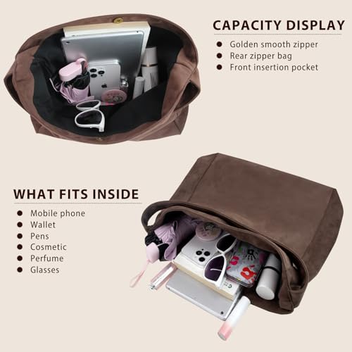 Bolso Tote Marrón Grande de Gamuza Sintética para Mujer miniatura 5