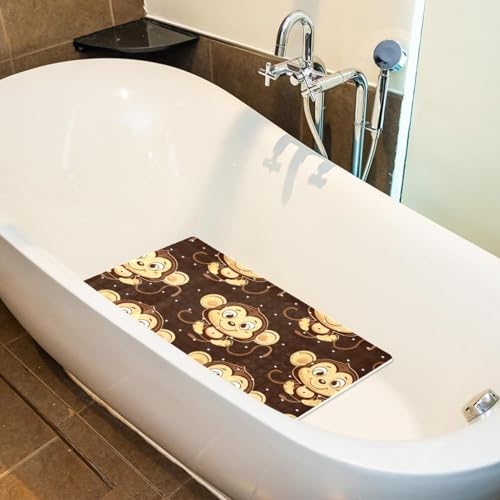Tapis de bain singe marron en PVC antidérapant extra long pour baignoire - 6