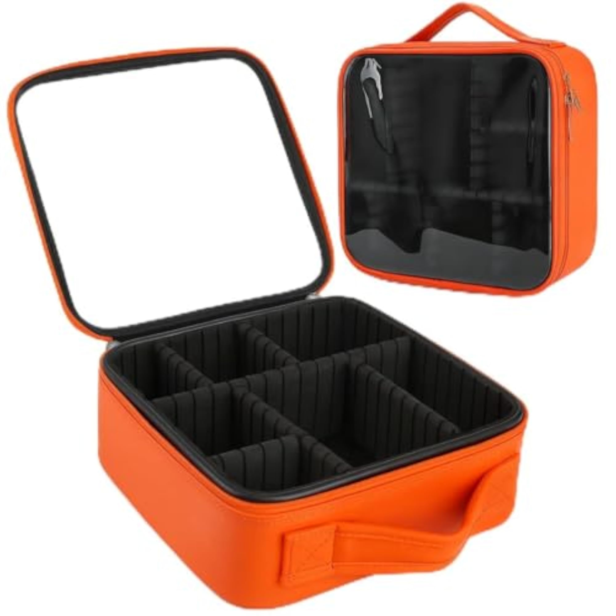 Transparent Makeup Case with Handle, Orange