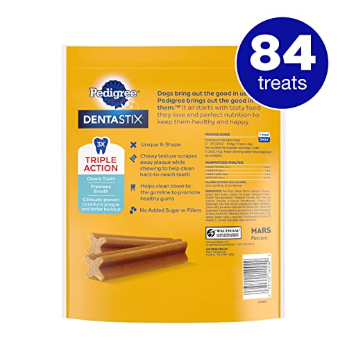 Pedigree Dentastix Toy/Small Dog Dental Treats Original Flavor Dental Bones, 1.11 Lb. Pack (84 Treats) #TOP1