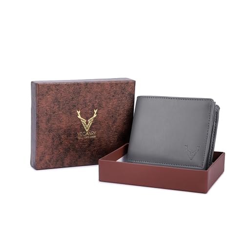 Image of Men's Vegan Leather Wallet | Slim Design | RFID Protected | Lightweight | Durable Bifold | Grey