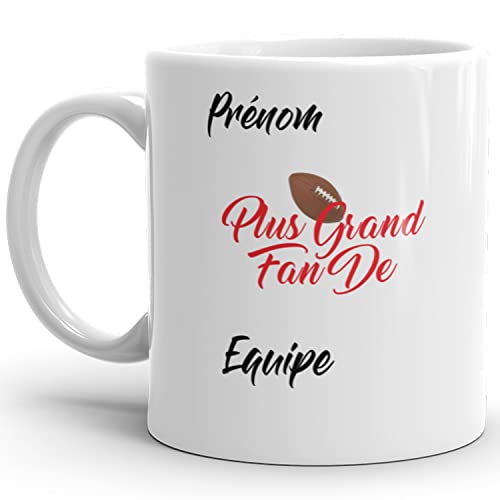 Kalféa - Mug rugby personnalisable prénom équipe fan de rugby supporter tasse sport à personnaliser Qualité Idée Cadeau Originale Anniversaire Noël Fête ami homme femme famille collègue