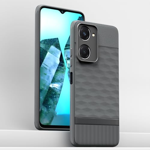 Image of Pikkme Back Cover for iQOO Z9 Lite 5G / Vivo T3 Lite 5G / Vivo Y18 / Y18e / Y03 Camera Protection 3D Hexa Cube Design Silicone Protective Bumper Case (Grey)