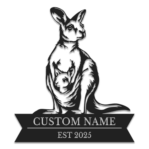 Personalized Kangaroo Metal Wall Art, Custom Adult Kangaroo Design, Australian Wildlife Decor for Nursery, Patio and Garden or Living Room, 12-30 Inch (Style-4)
