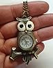 Fat-catz-copy-catz Bronze Vintage Antique Analogue Quartz Mini Barn Owl Bird Clock Pocket Watch Fob Keyring Necklace #1