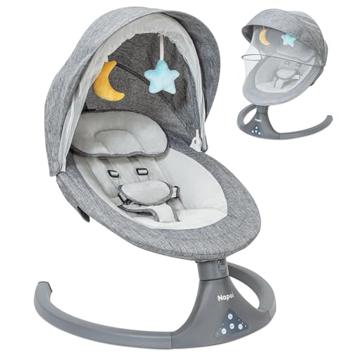 Image of Baby Swing for Infants to Toddler,Electric Portable Baby Swing and Bouncer,Bluetooth Infant Swing for Newborn with Remote Control,10 Music,5 Speed,3 Seat Position,Baby Rocker for Baby 0-9 Month