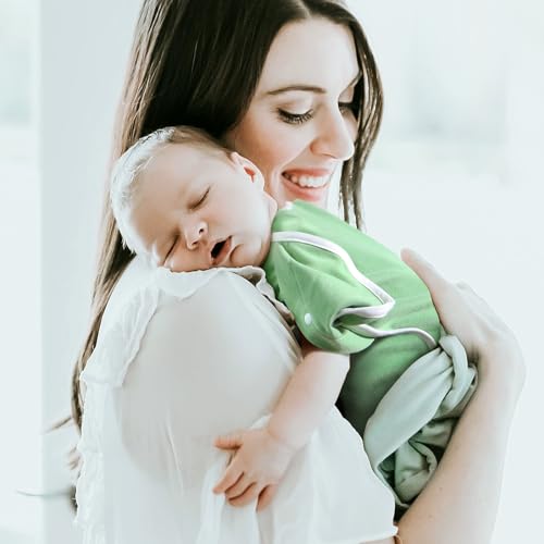 2-Pack Baby Transitional Swaddle Sleep Sack - Arms Up Swaddle 3-6 Months for Infants with Cuff Removable Design & 2-Way Zipper, Green Leaves Newborn Sack