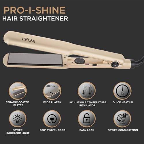 Image of VEGA Pro- I -Shine Hair Straightener (VHSH-23), Gold