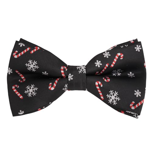 Alizeal Mens Black Background with Candies/Snowflake Pattern Pre-tied Christmas Party Bow Tie 011
