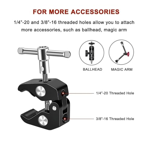 Image of PHOTOMAX Super Clamp Magic arm Articulating Adjustable Arm with 1 /4 inch Tripod Screw for DSLR Camera (Super Clamp)