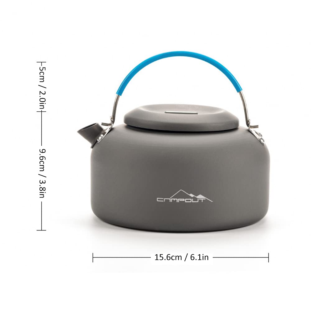 Sanfoelek Bouilloire de camping en aluminium 1,4 L compacte et légère pour camping, randonnée, randonnée