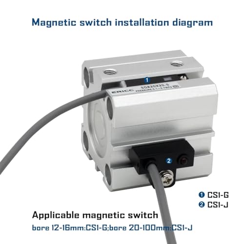 Cylindre pneumatique compact SDA63 double effet alésage 63 course 60 actionneur air