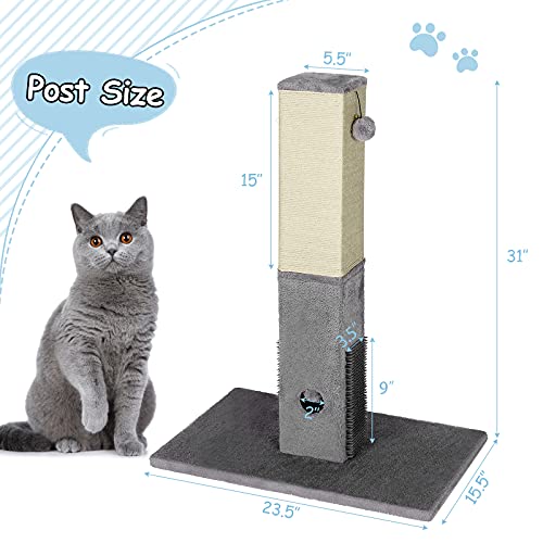 Arbre à chat griffoir anti-griffures pour chaton avec peigne de massage