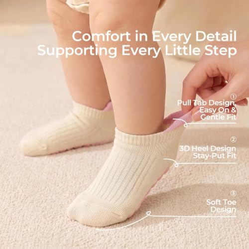 Image of Baby Non Slip Ankle Socks with Grippers (9 Pair) for 6 months-5 years Infant Toddler Boys Girls
