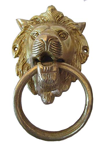 Brass Blessing : Brass Door Knocker - Traditional Style - Door Hardware : (Small Lion Type - Brass Finish)