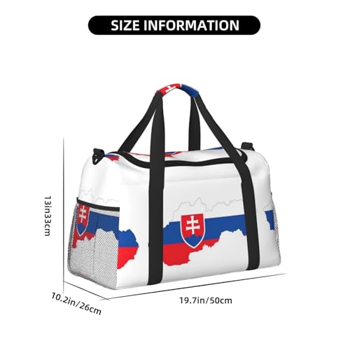 Slovakia Flag Map print Travel Duffle Bag Gym Bag for Women,Puffer Tote Bag,Weekender Overnight Bag Organizer4