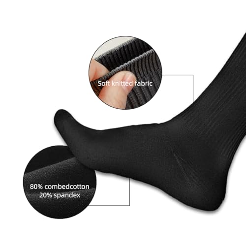 6 Pairs Crew Socks for Women & Men, Mid-Calf Casual Athletic Socks, Lightweight Breathable Moisture Wicking for Work, Sport, Travel (3 White 3 Black)2