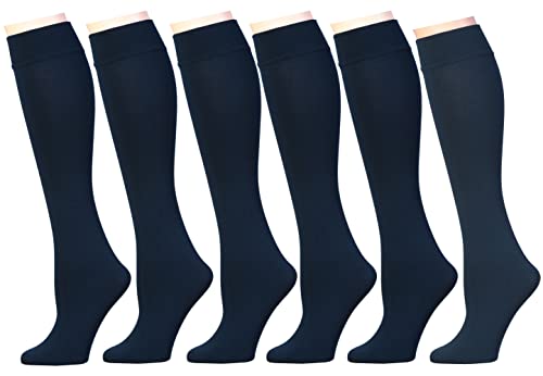 Women's Opaque Plush Fleece Lined Knee High Or Crew Socks (Pack of 4 or 6)