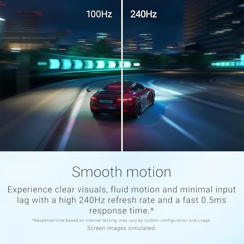 Image of Dell 24 Inch Gaming Monitor, 240Hz, FHD 1080p IPS Display, 0.5ms GTG, AMD FreeSync Premium, HDR10, 99% sRGB, Low Blue Light, Flicker-Free, HDMI, DisplayPort 1.4, VESA, Tilt Adjustable, Black
