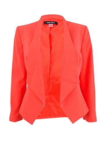 NINE WEST Women's Plus Size Wing Lapel Kiss Front Jacket (2), Tangerine, 16W