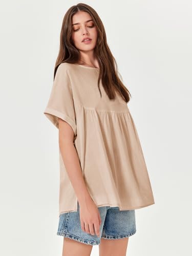 Image of Tankaneo Womens Summer Babydoll Tops Casual Loose Fit Peplum Oversized Tunic Shirts