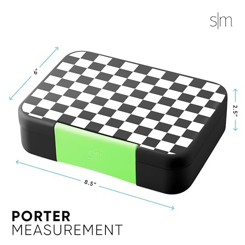 Image of Simple Modern Bento Lunch Box for Kids | BPA Free, Leakproof, Dishwasher Safe | Lunch Container for Girls and Boys, Toddlers | Porter Collection | 5 Compartments | Black and White Checkmate