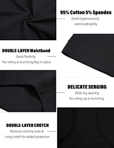 Pokarla Women's Cotton Stretch Underwear Ladies Mid Rise Briefs Panties 5-Pack Black Plus Size(3X-Large) #TOP3