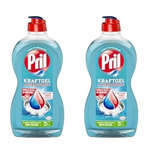 Pril Kraft Gel Antibakteriell (450ml), Handgeschirrspülmittel mit hoher Fettlösekraft, für sauberes Geschirr, entfernt 99,9% der Bakterien* (Packung mit 2)