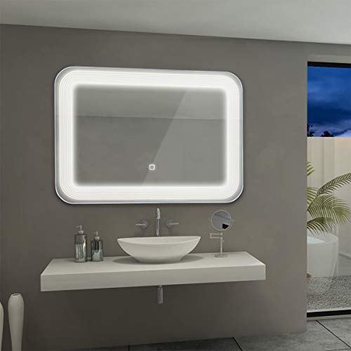 Tangkula Led Lighted Bathroom Mirror Wall Mounted Rectangle Vanity Mirror With Touch Button 27 5 X 20 Inch Buy Online In India At Desertcart In Productid 63188595 desertcart