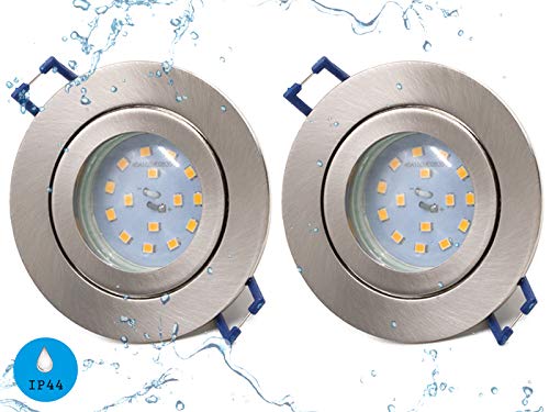 vislux LED Einbaustrahler 230V Flach IP44 Edelstahlgebürstete Einbauspots...
