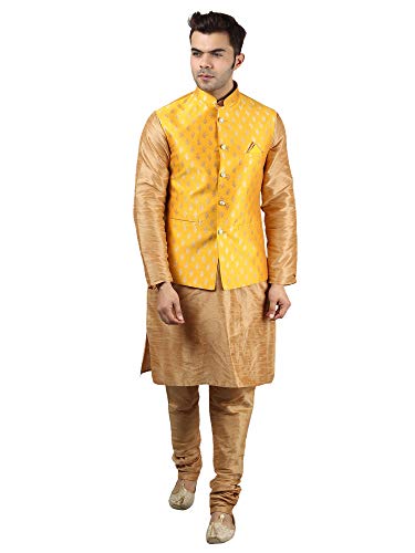 Image of Uri and MacKenzie Men's Silk Blend Kurta Pajama with Designer Ethnic Nehru Jacket /Modi Jacket