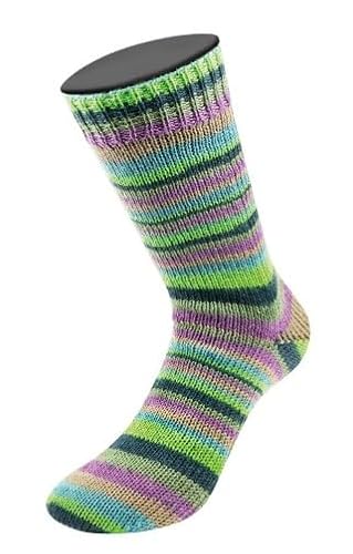 LANA GROSSA Meilenweit 6-fach 150 | 6-fädiger Sockenklassiker, waschmaschinenfest | Handstrickgarn 80% Schurwolle & 20% Polyamid | 150g Wolle zum Stricken & Häkeln | 390m GarnFB 9699