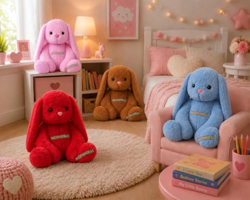 Image of 35 cms Plush Bunny Rabbit Toy with Long Ears - Soft Stuffed Animal for Kids, Babies & Toddlers - Perfect Cuddly Birthday Gift for Toddlers & Infants