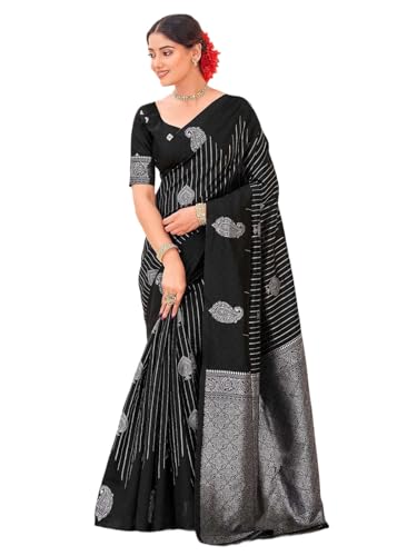Image of SIRIL Women's Banarasi Soft Silk Saree Pure Silk with Unstitched Blouse Piece