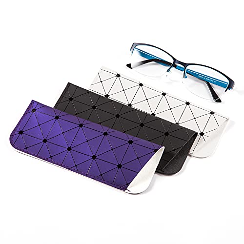 Image of TRIUMPH VISION 3 Pack Reading Glasses Pouch - Soft Eyeglasses Bag Portable Cloth Eyewear Case