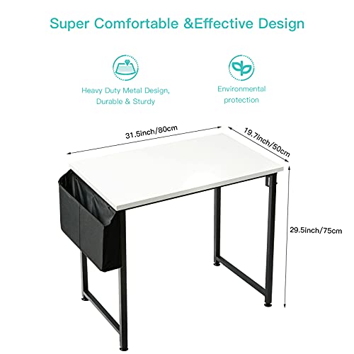 31 Inch Small Computer Desk White Black & White Gold Set #TOP5
